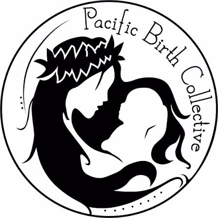 Pacific Birth Collective logo with silhouettes of woman and baby embracing