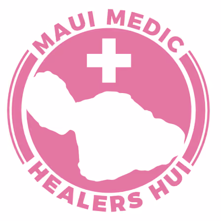Maui Medical Healers Hui logo with island map and white medical cross