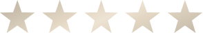 Five beige stars in a horizontal row on a transparent background.