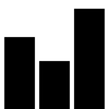 Three vertical black bars of varying heights representing a bar chart.