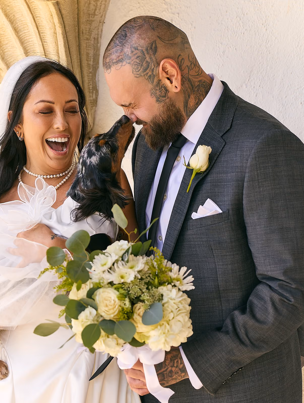 Funny Santa Barbara Courthouse Wedding Photos with Dogs