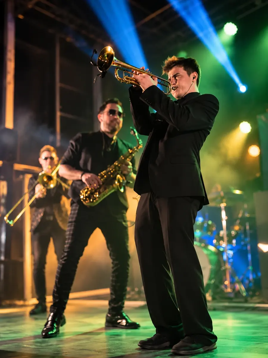 DME AllStars trumpet player performing live