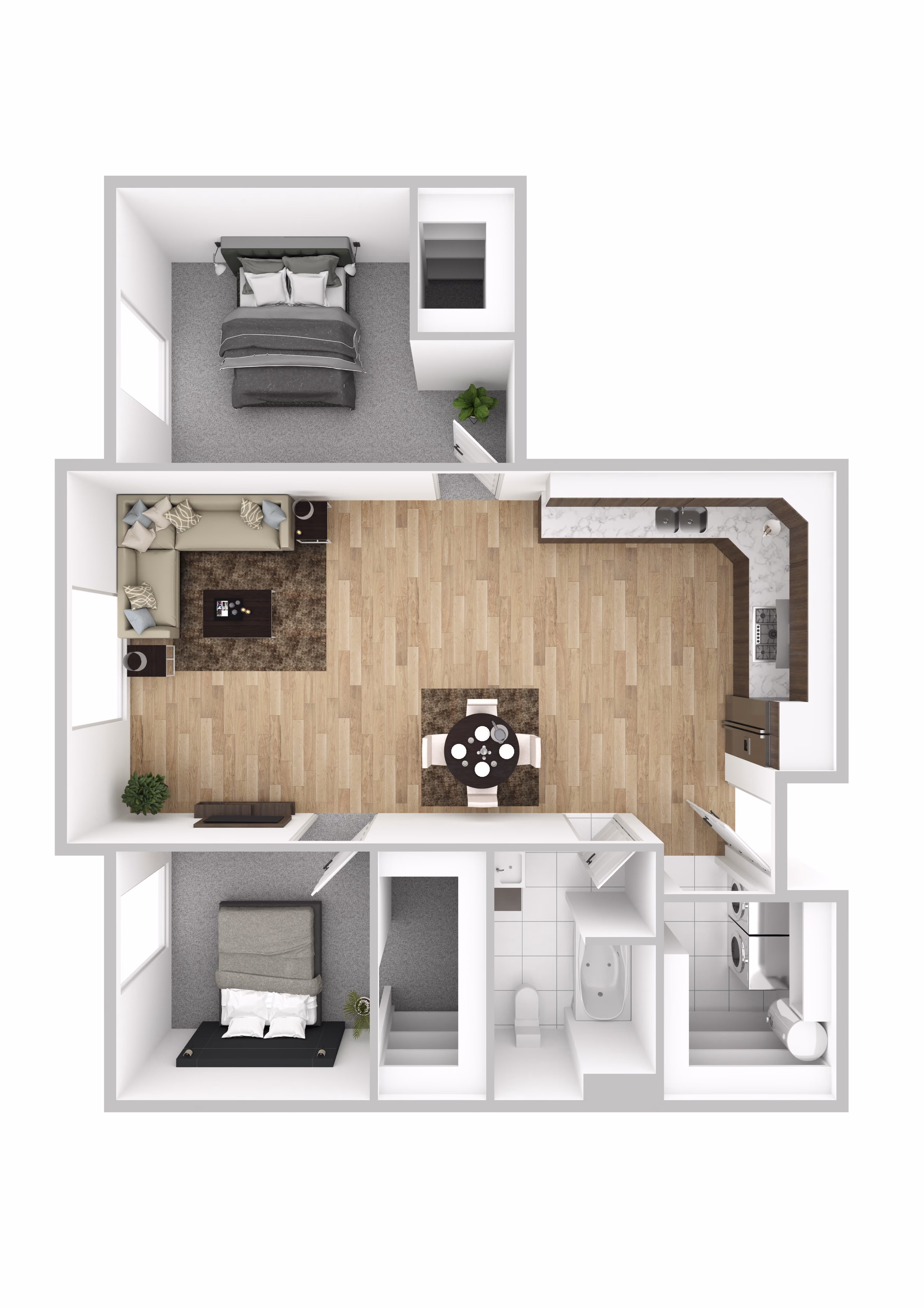 Marion Crossing 2-bedroom 1-bathroom floor plan