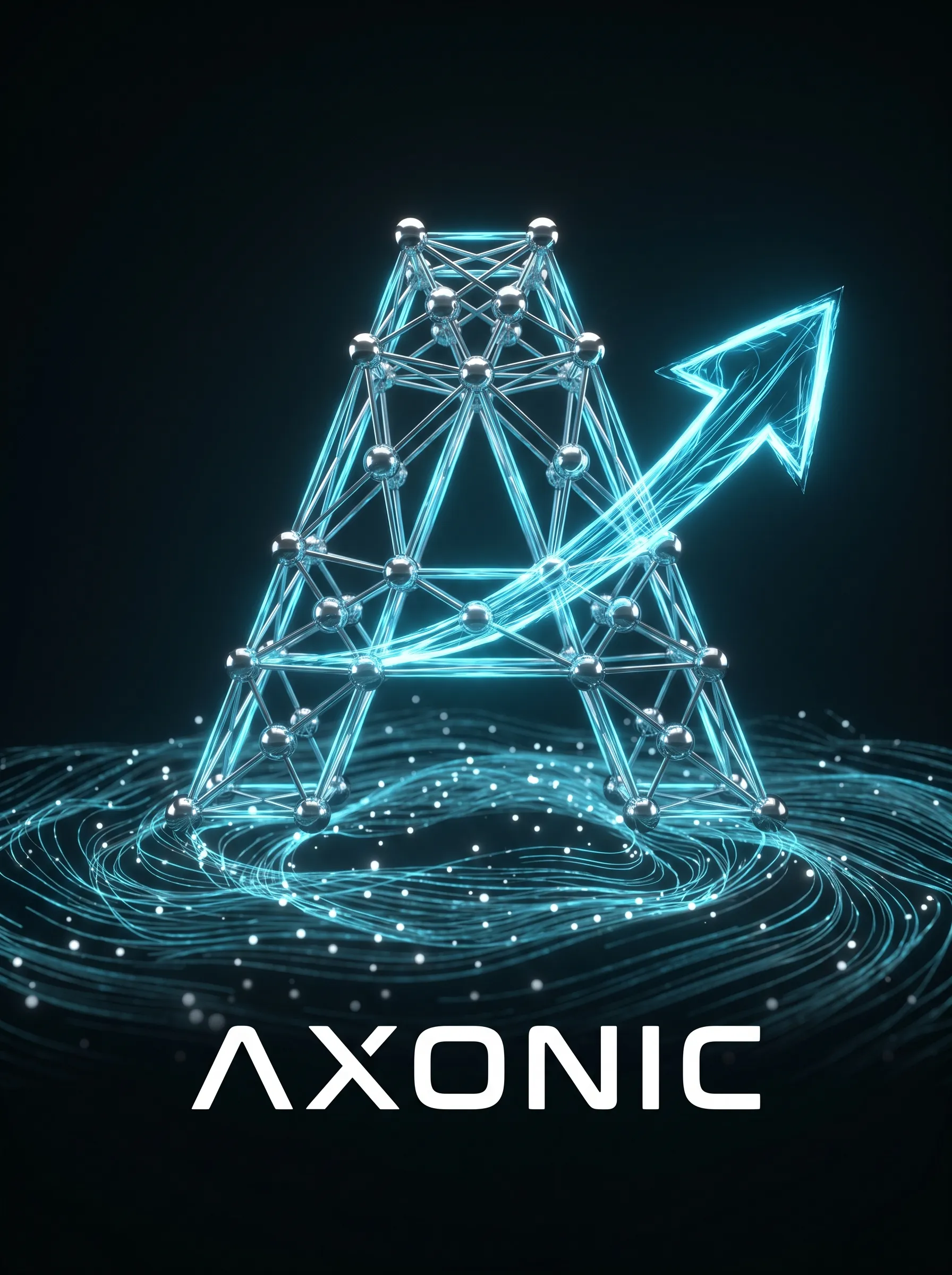 Logotipo 3D de Axonic: una letra A formada por nodos conectados y una flecha ascendente