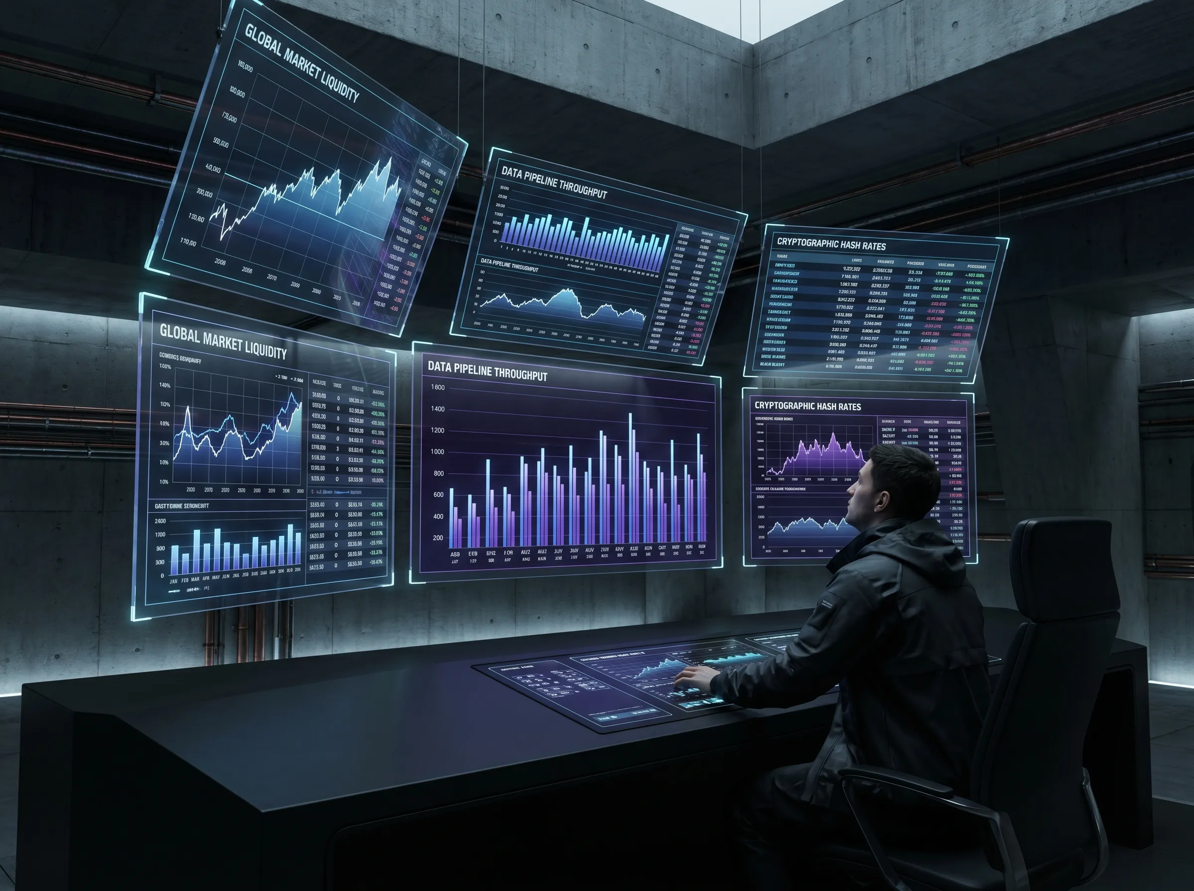 Dashboard con métricas de negocio en tiempo real en varias pantallas