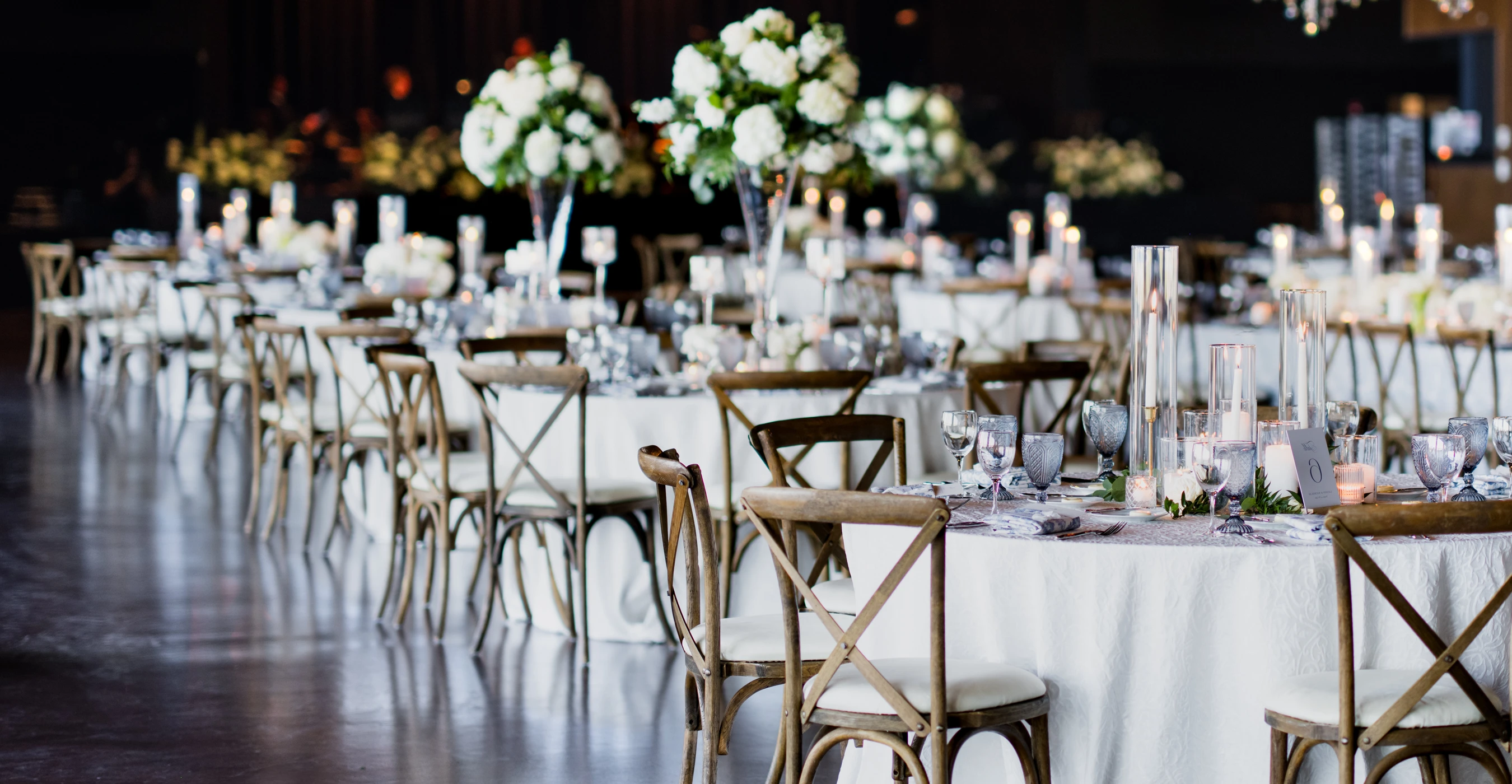 a photo of an elegant table setting at a wedding
