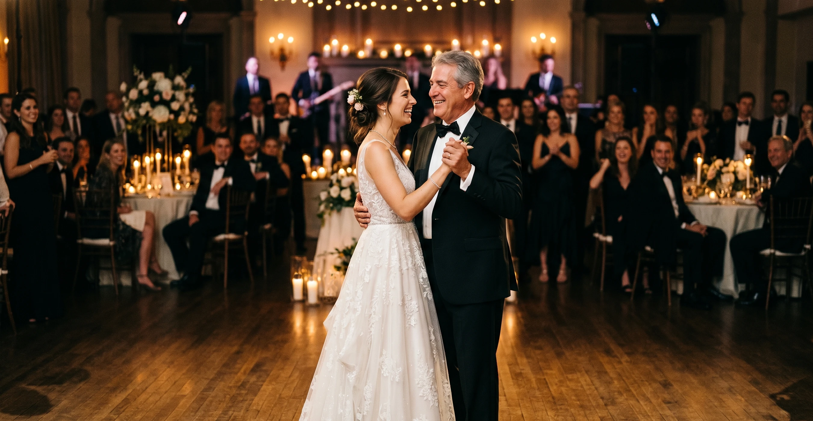 A father daughter dance at a wedding