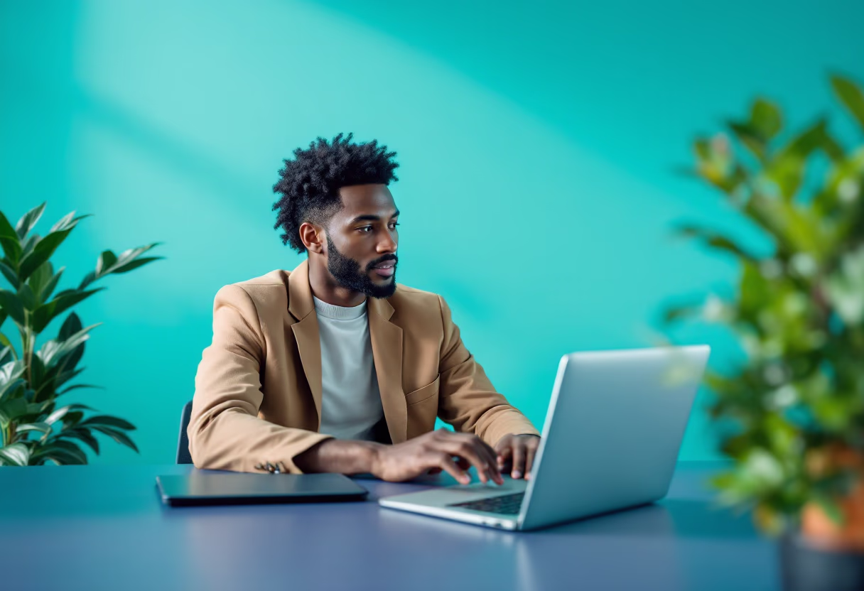 image of a person working on a computer in an office setting (for a mobility and transportation)