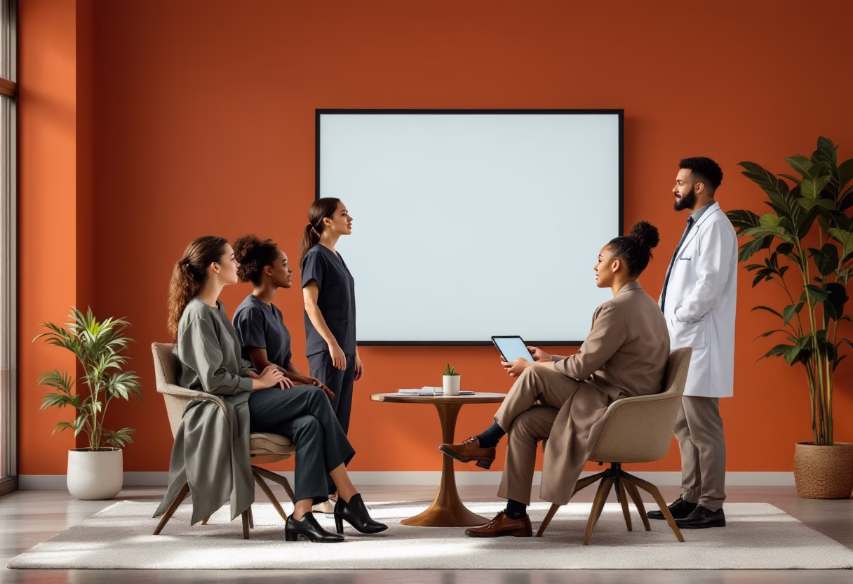 image of a team meeting (for a medical clinic)