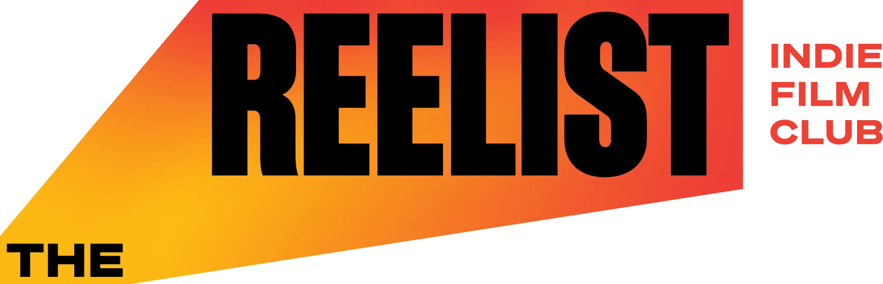 The REELIST Indie Film Club logo with bold black and red text on a yellow to red gradient background.