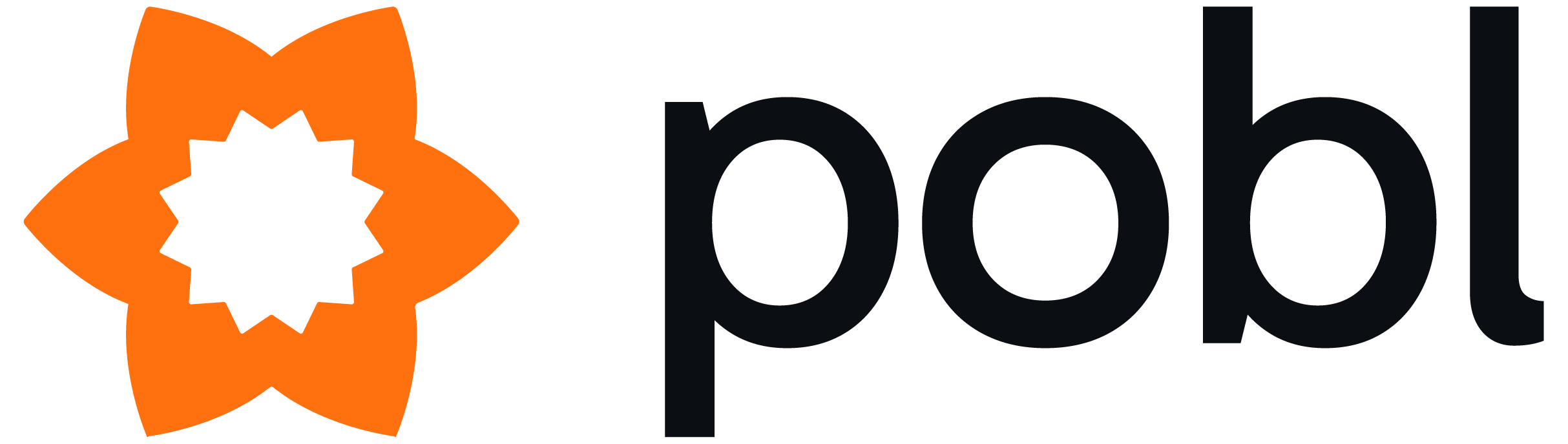 pobl logo type, with logo of orange daffodil