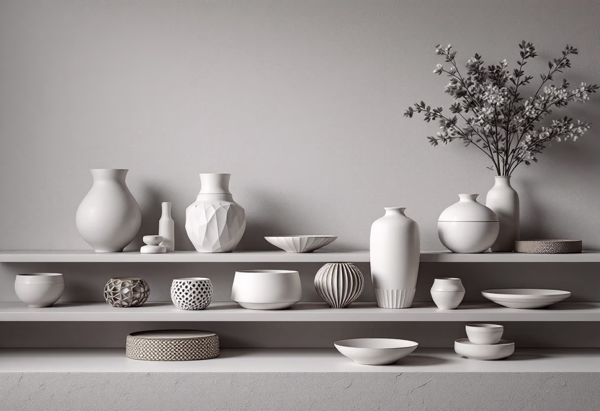[background image] of a modern ceramic corner in a ceramic studio