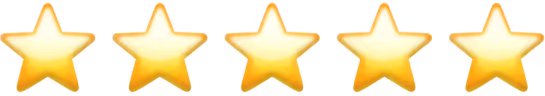 Five yellow stars in a horizontal row representing a five-star rating.