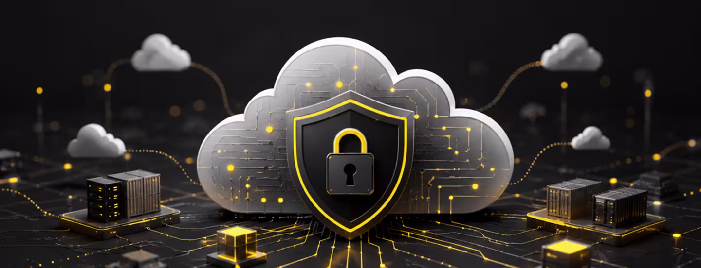 Illustration of cloud circuit blocked by security shield