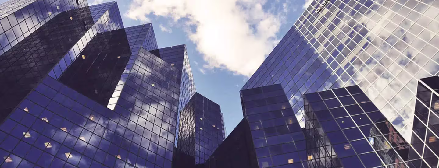 Image of a city landscape from the bottom
