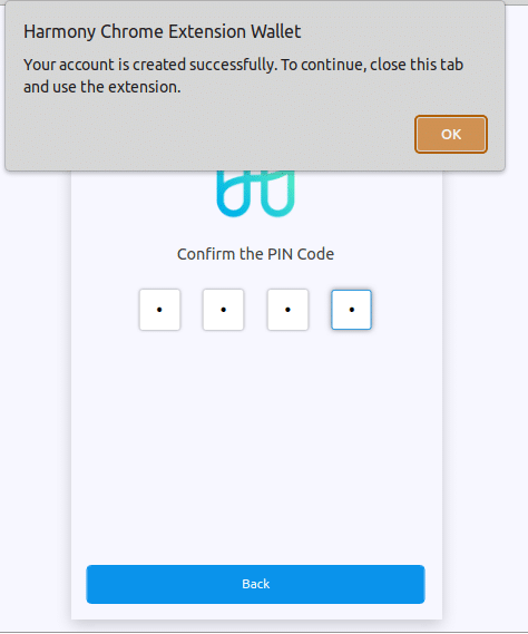 Harmony PIN setting