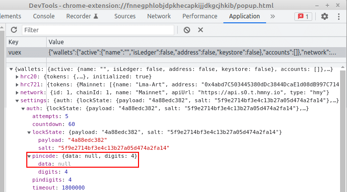 DevTools null PIN