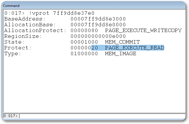 WinDbg vprot