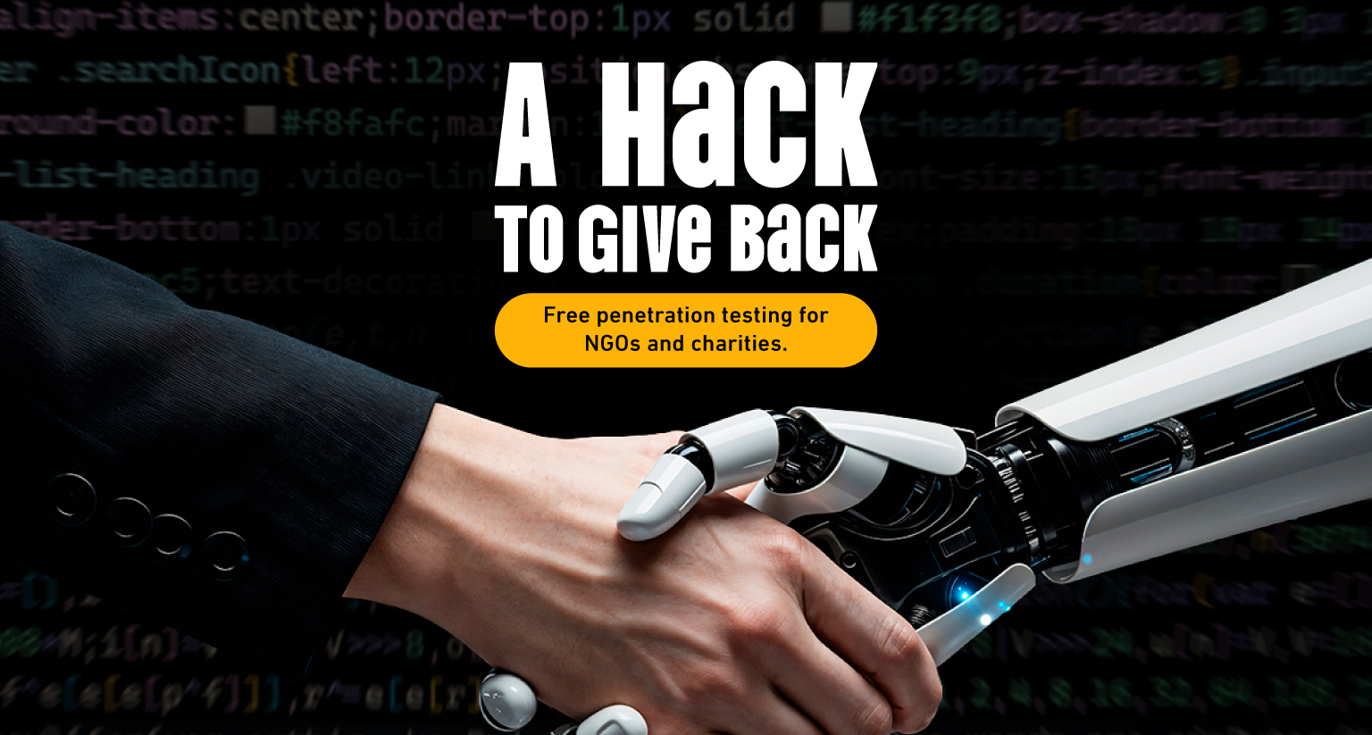 Hand shaking a robot's hand