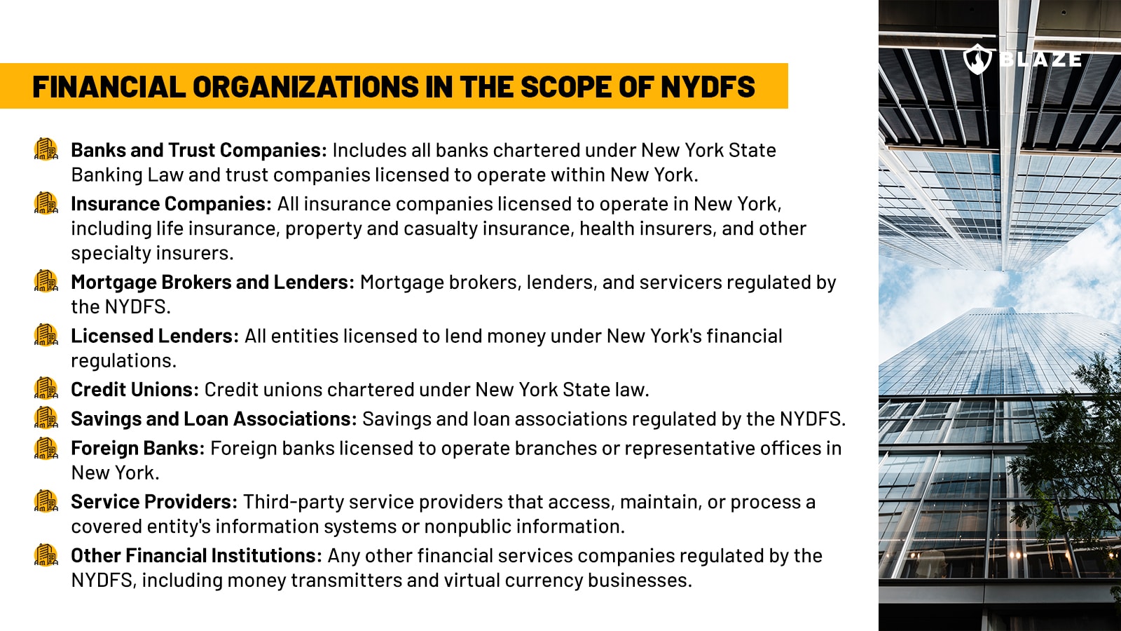 Financial organizations in the scope of NYDFS