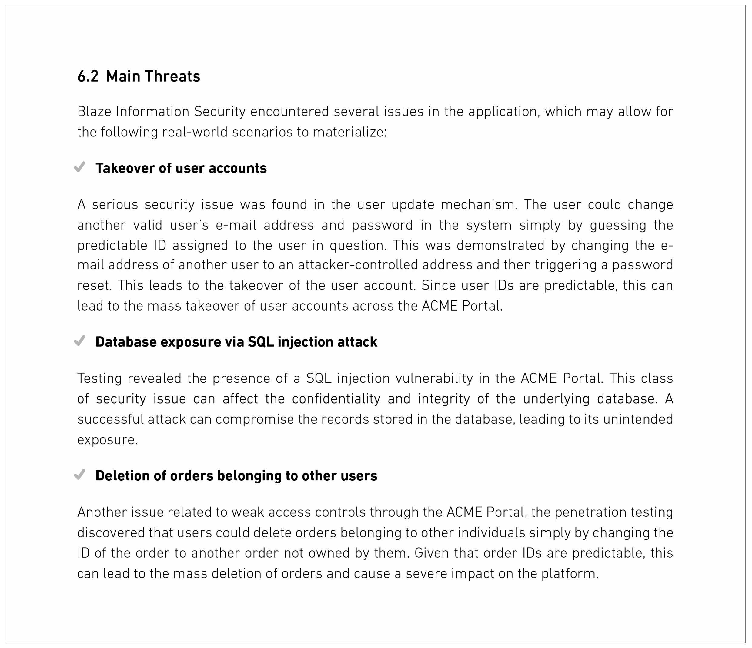 Main threats