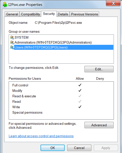i2psvc permissions