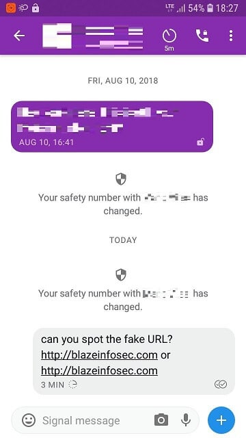 Signal Android rendering a homograph URL