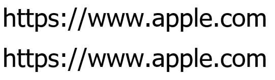 Both URLs rendered in Tahoma size 30, appearing visually identical