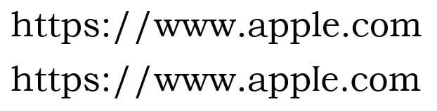 Both URLs rendered in Bookman Old Style size 30, with slight visual differences