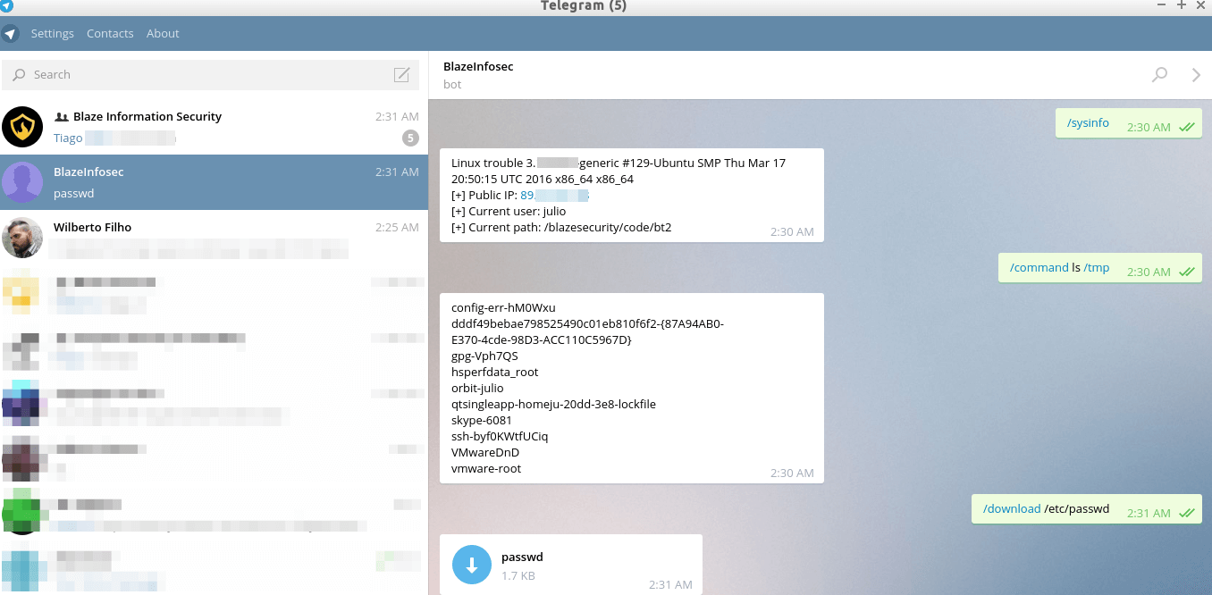 bt2 demonstrating system info, command listing, and file download