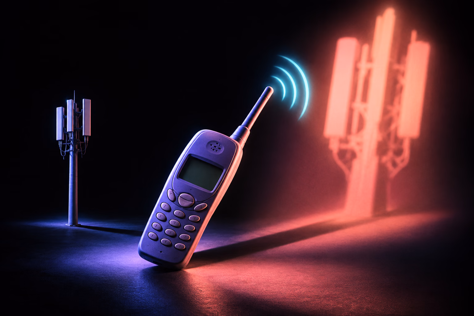 A cellular handset is drawn toward a convincing projected twin of a legitimate transmitter.
