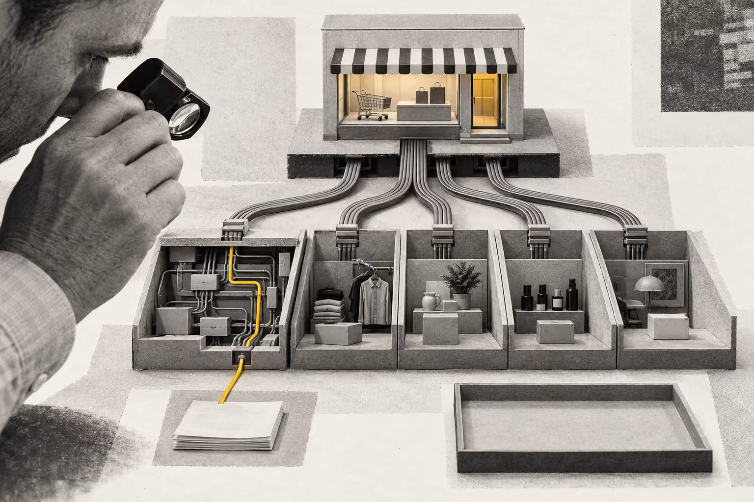 Inspector examining the boundary between merchant data flows in a partner application.