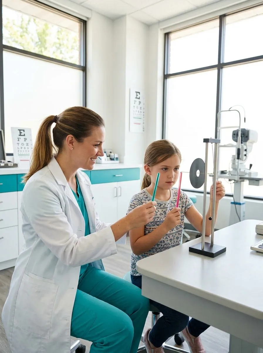 Optometrist examining patient at Toronto Vision Therapy and Optometry