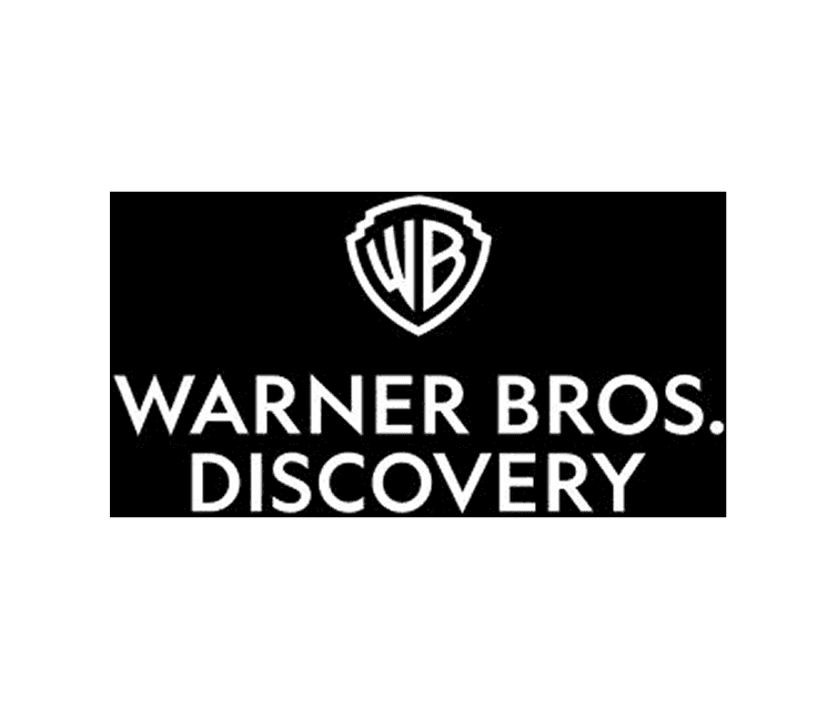 Warner Bros. shield logo with white letters WB on a black background.