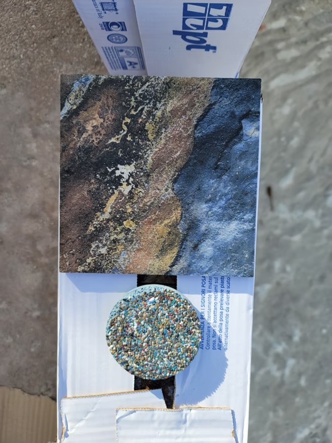 Pool tile and pebble finish samples