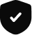Black shield with a checkmark symbolizing security or protection.