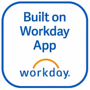 Badge with text 'Built on Workday App' and Workday logo below in blue and orange.