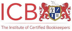 Logo of The Institute of Certified Bookkeepers featuring a shield with two red lions and symbols.