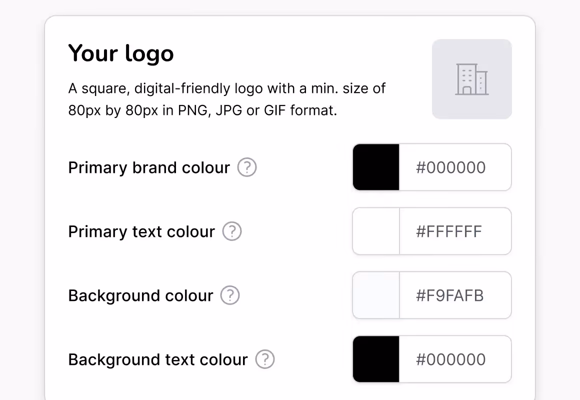 Color settings for a digital-friendly logo with black primary brand and background text colors and light background colors.