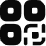 Four black rounded squares arranged clockwise around four smaller black dots in a square formation.