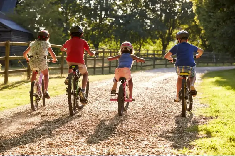 a family cycling in mallorca