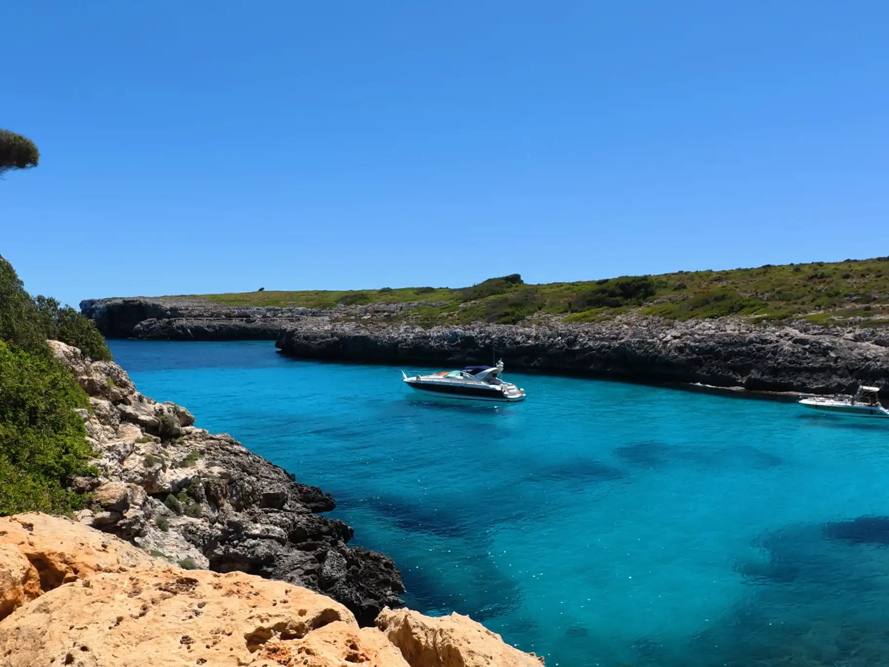 a boat trip companies boat in cala mitjana