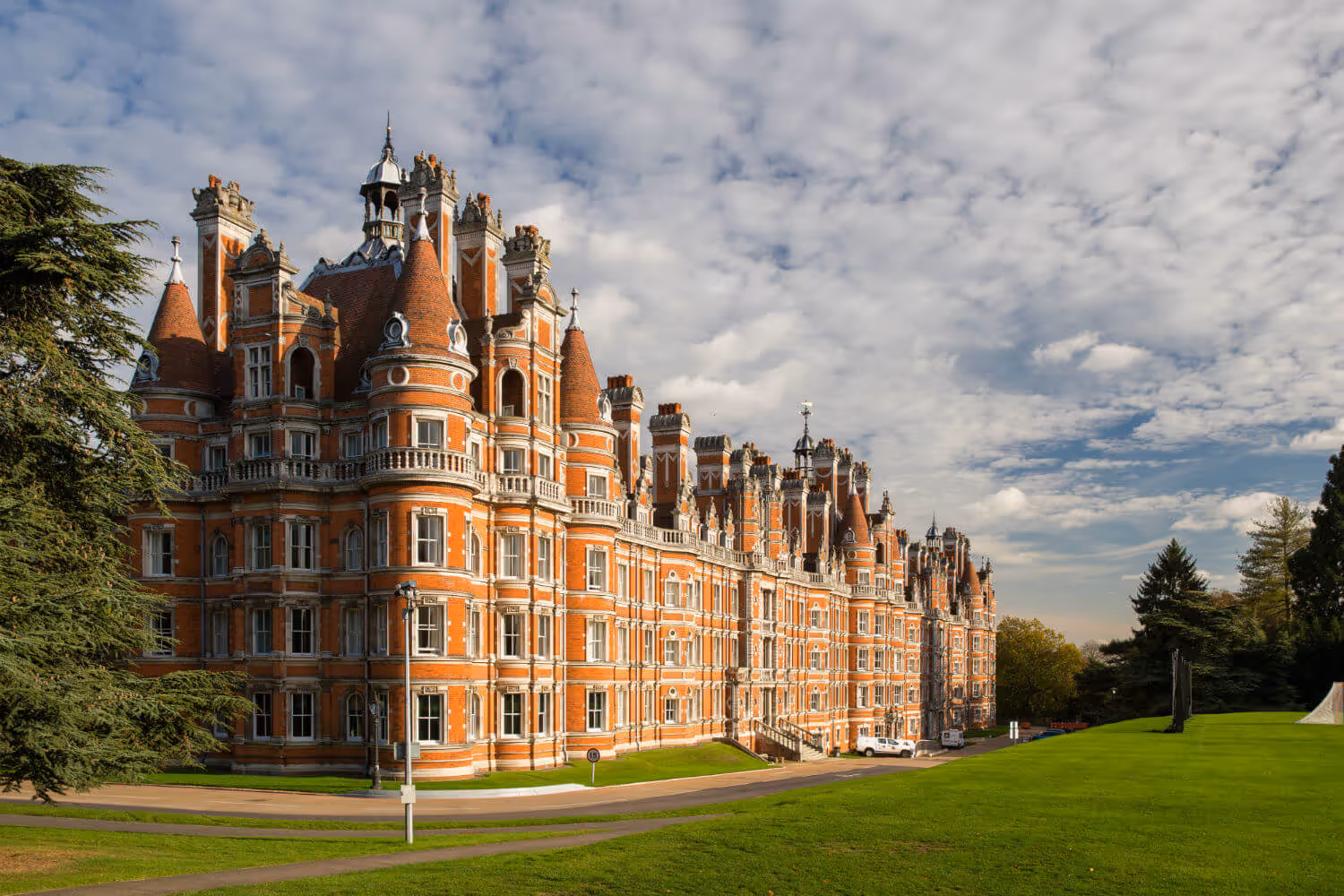 Royal Holloway's Founder's Building in Egham, an area covered by Maxamy's mobile mechanics