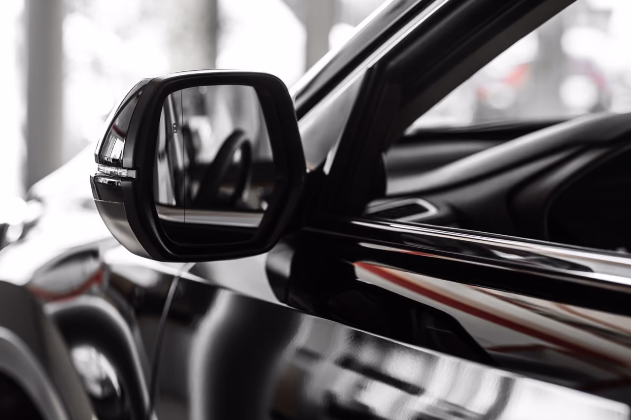 Wing mirror and bodywork checked during a premium pre-purchase car inspection