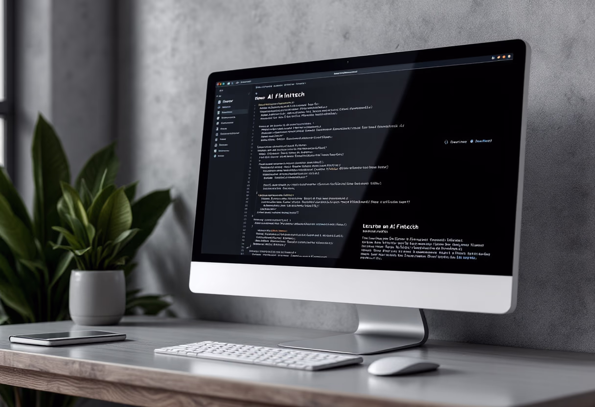 [background image] image of coding on a computer screen (for a ai fintech company)