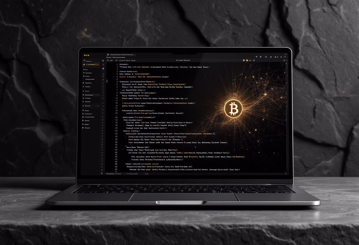 digital project: image of blockchain coding screen (for a blockchain and cryptocurrency)