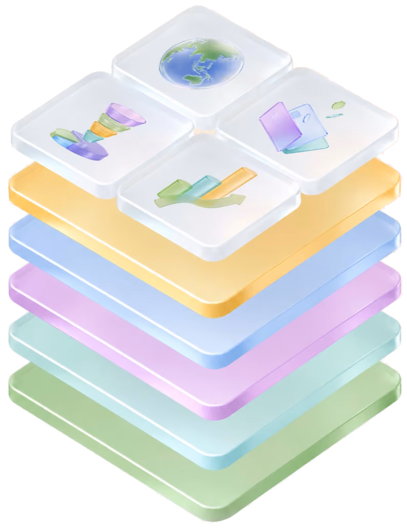 Stacked glass layers representing the B2B SaaS industries SaaStorm works with