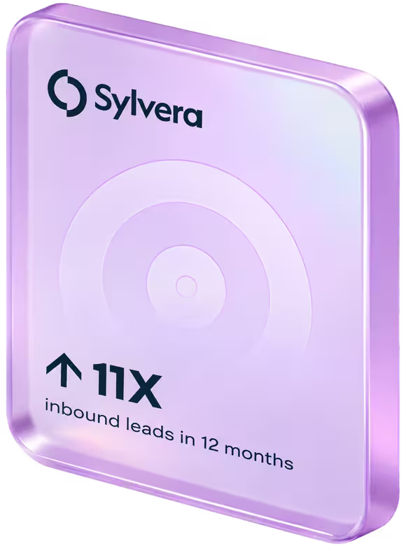 Client result card: Sylvera, 11X inbound leads in 12 months
