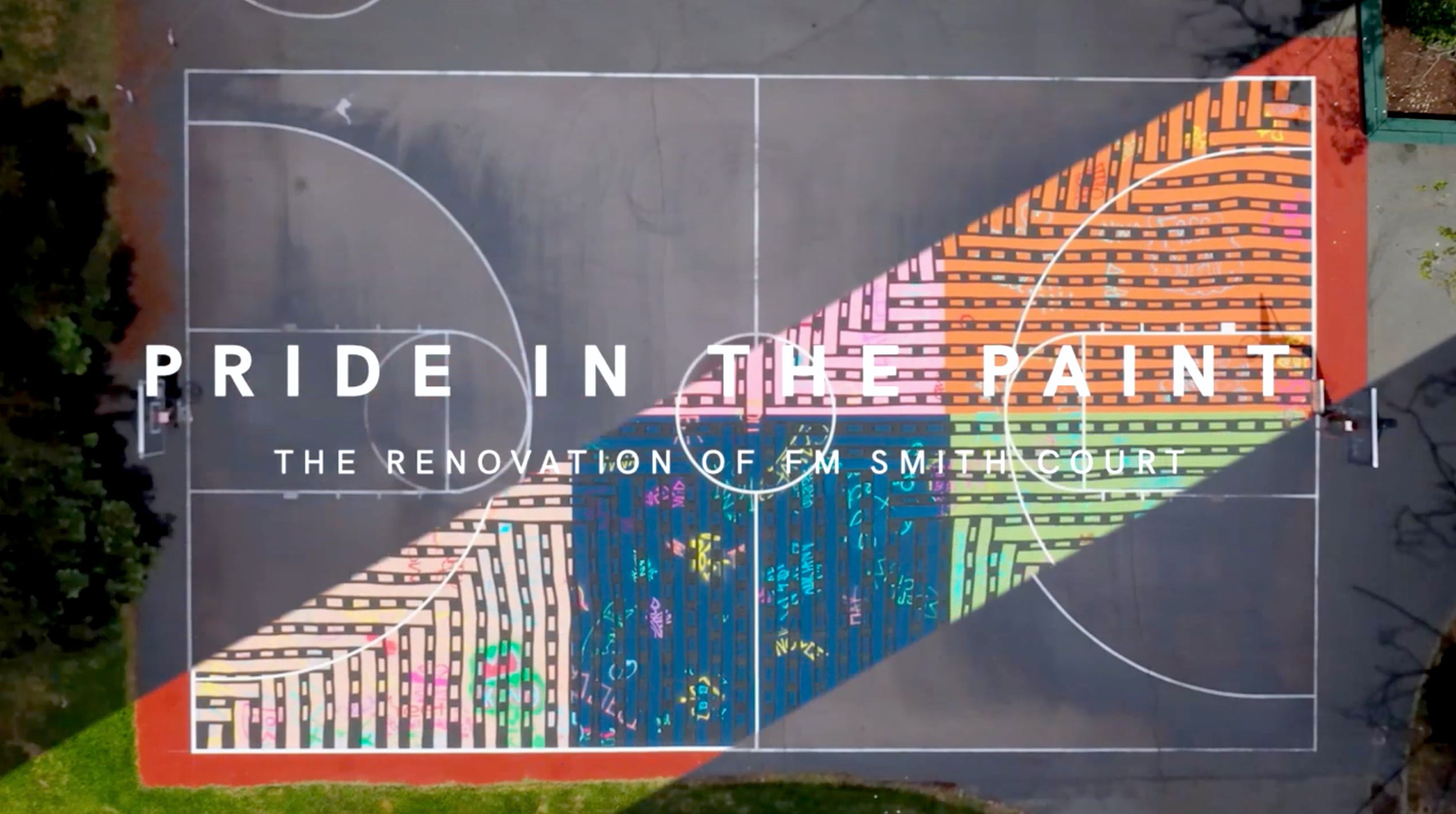 GoDaddy public service video documenting the Pride in the Paint basketball court refurbishment