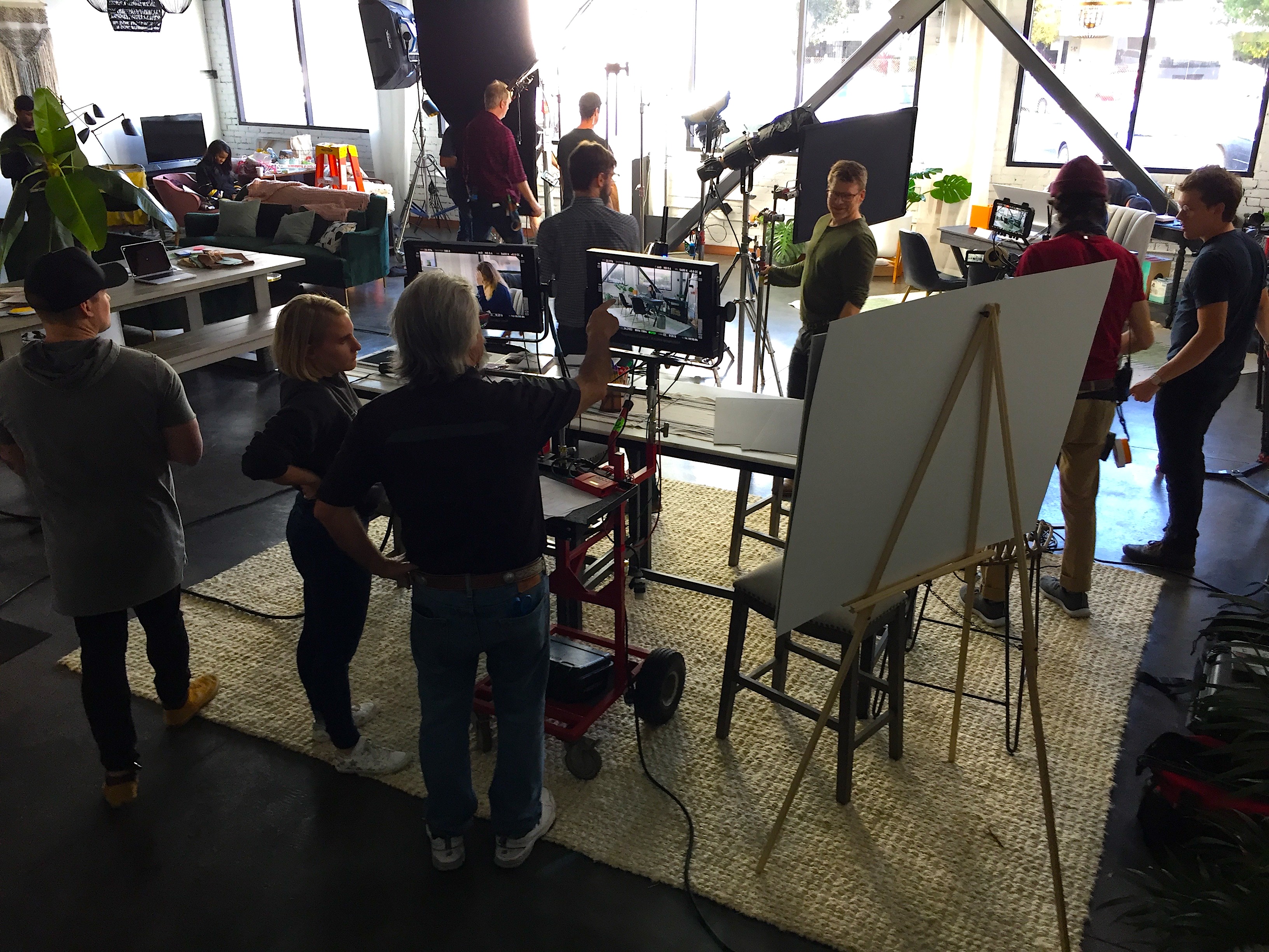 Professional video production technology on set